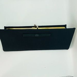 Ladies black tulle clutch  gold satin inside. Perfect for holiday outfit.